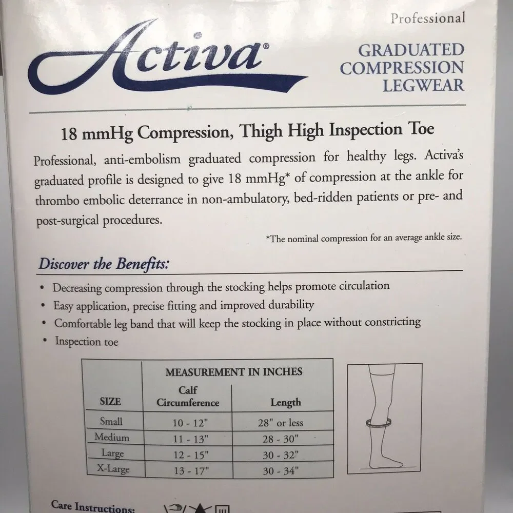 Activa Anti Embolism 18 mmHg Compression Sm. Thigh High Inspection Toe Stockings